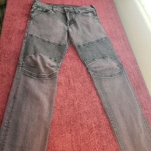 True Religion Men's Slim Fit Pleated Moto Jeans